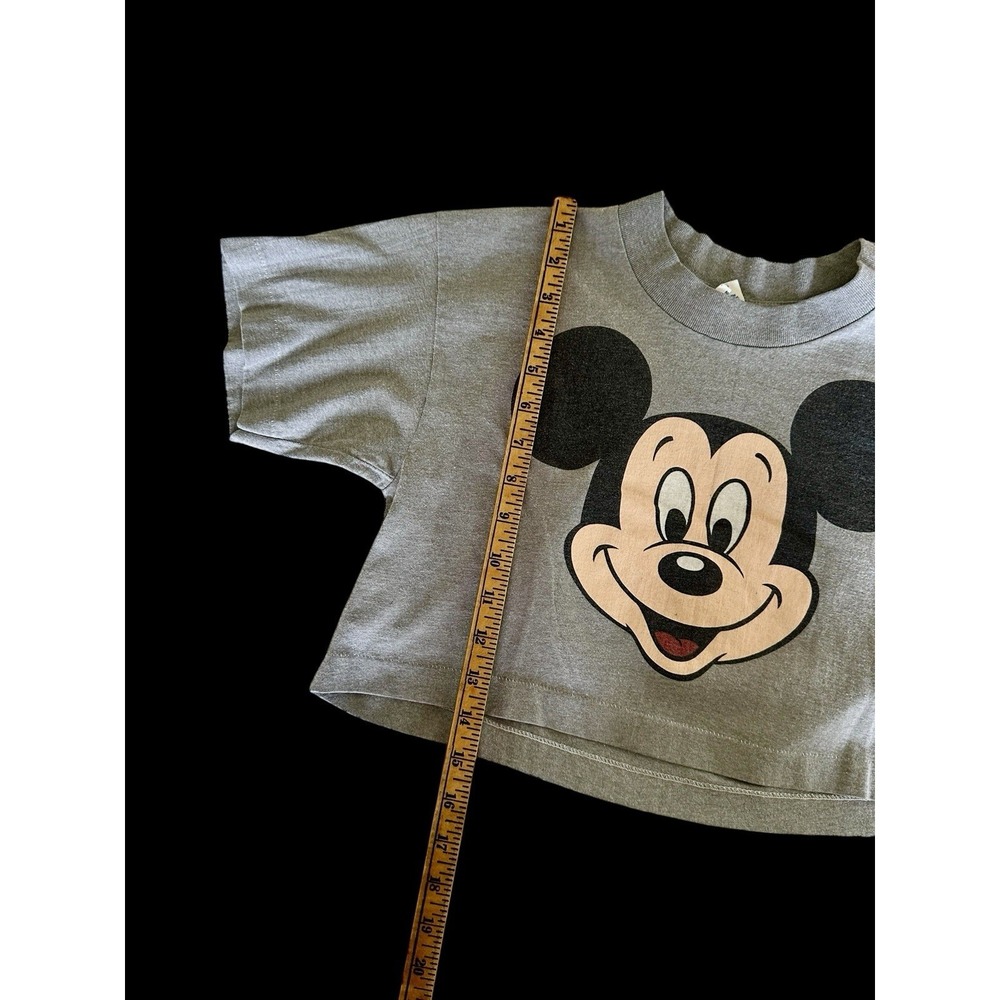 Vintage 80s Disney Mickey Mouse Cropped T Shirt Women's Med Single Stitch *flaw - Picture 8 of 11
